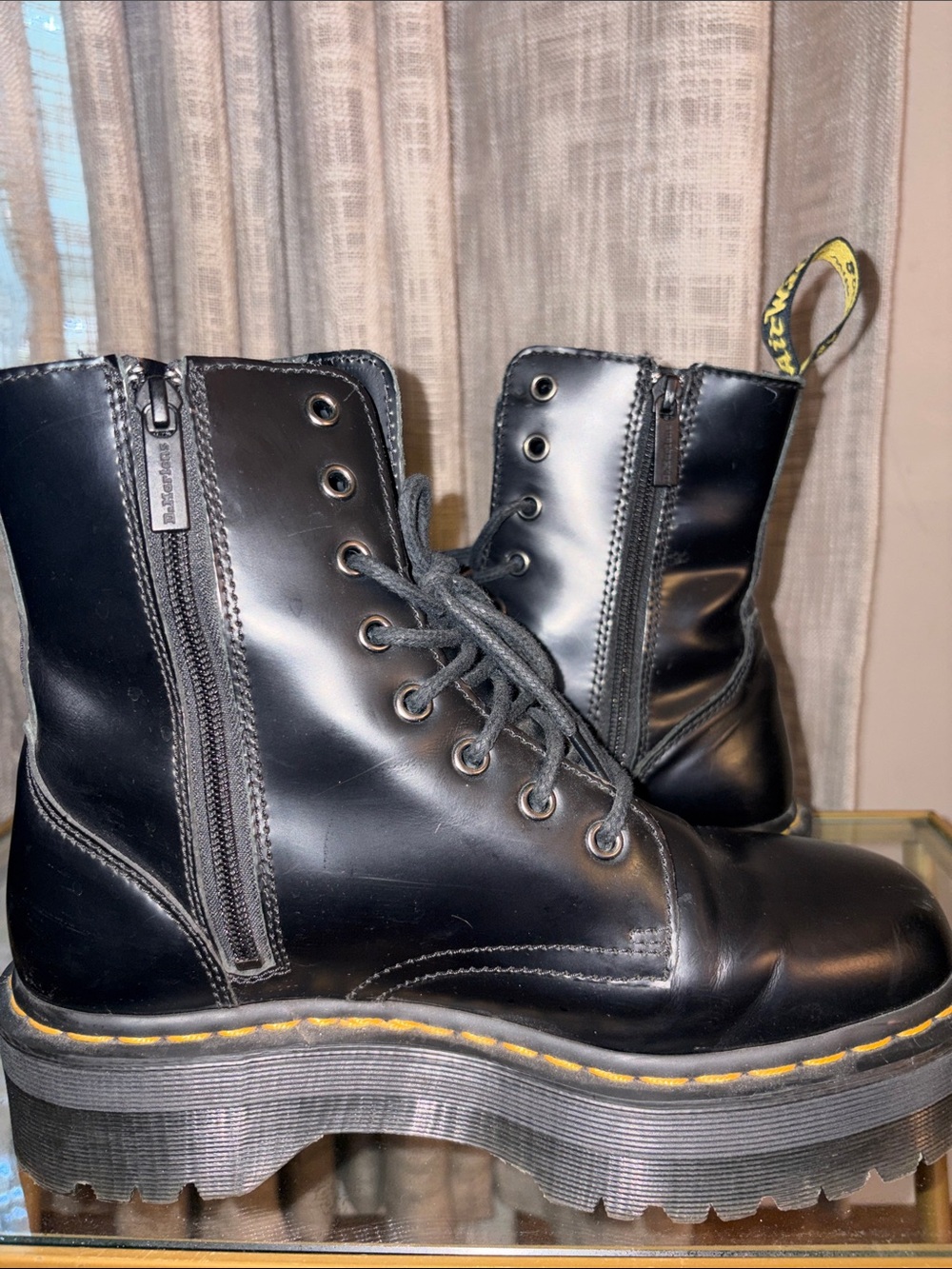 Dr. Martens Jadon Black Platform Lace-Up Boots with Zipper-Ladies’ 9, Men’s 8 - Picture 7 of 8